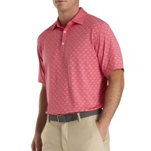 FootJoy Mens NWOT Coral Pink Lisle Weather Print Performance SS Golf Polo Size M